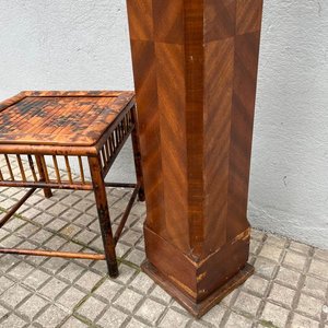 Mesa de Ratan Estilo Oriental y Pedestal de Madera - imagen 4
