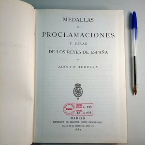 Libro "Medallas de Proclamaciones y Juras de los Reyes de España" por Adolfo Herrera (1882) - imagen 2