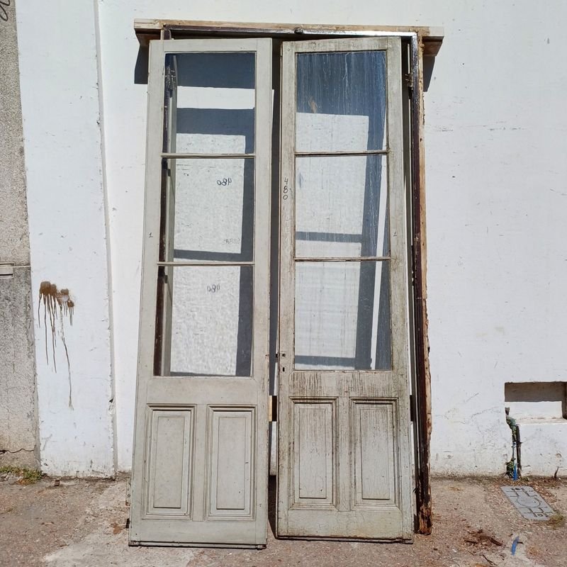 Puerta de cedro con vidrio y marco, excelente condición - imagen 9