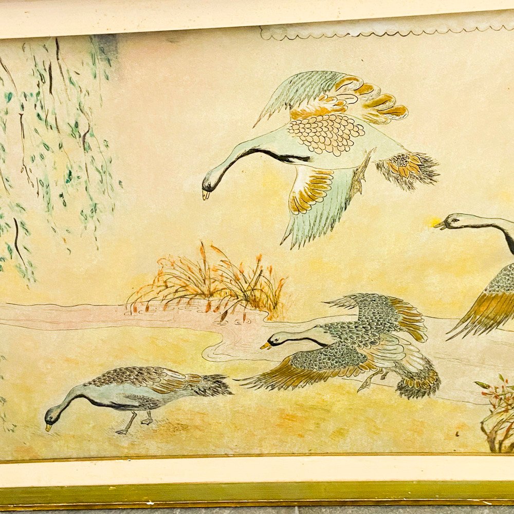 Pintura oriental de aves sobre papel - imagen 3