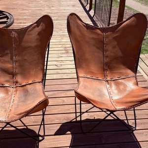 Par de Sillones Marrones Estilo BKF Africanos en Cuero - imagen 5