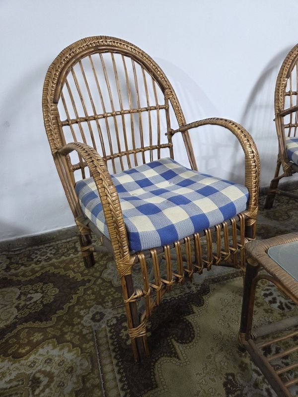 Juego de living en mimbre completo con mesa ratona y sillones - imagen 3