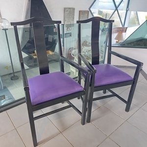 Butacas de Madera Laqueada Negra con Tapizado Violeta - imagen 5