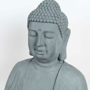 Figura Buda Decorativa Moderna de Fibra Gris - imagen 2