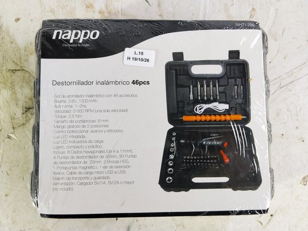 Atornillador Inalámbrico Nappo con Maletín y 46 Accesorios - imagen 1