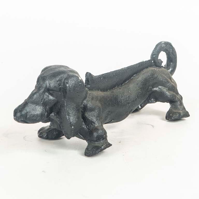 Perro Limpiabotas de Metal Negro Vintage