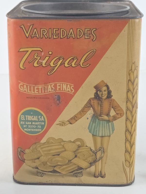 Antigua lata de galletitas finas Trigal en chapa litografiada - imagen 4