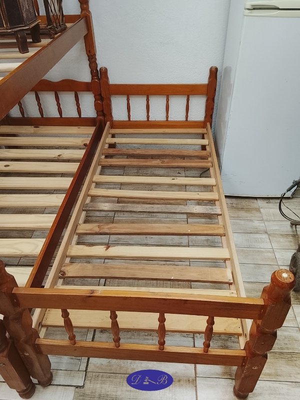 Cama de Una Plaza Estilo Rústico Madera Maciza