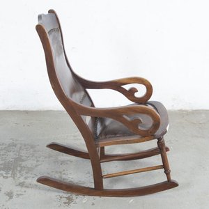 Sillón Hamaca Colonial Tapizado en Cuerina Marrón - imagen 2