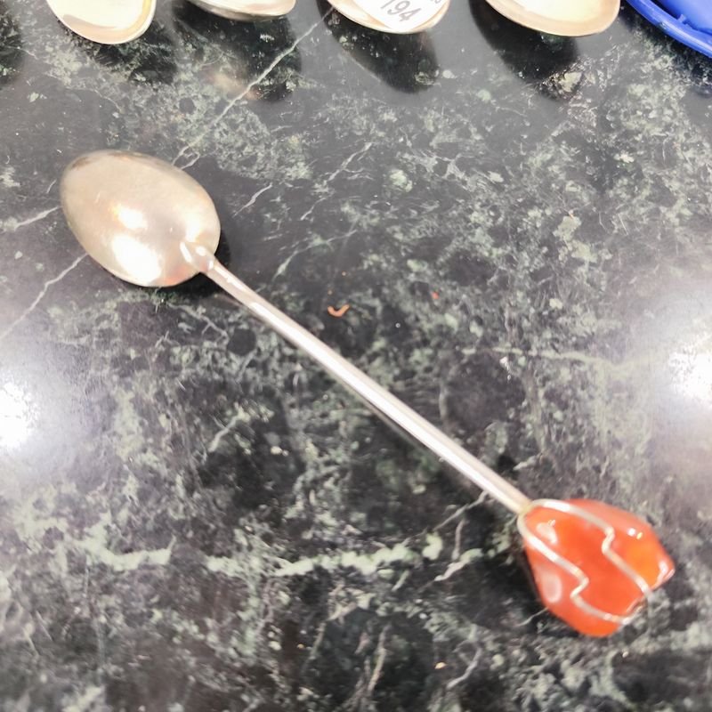 6 cucharitas CHRISTOFLE con baño de plata y piedra semipreciosa - imagen 3