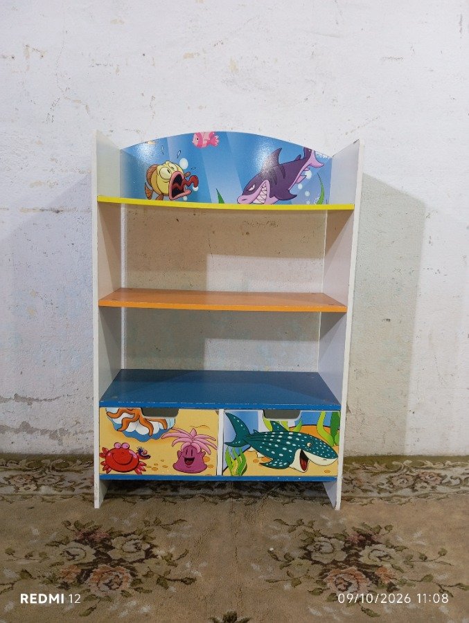Estantería Infantil 3 Niveles con 2 Cajones Temática Marina