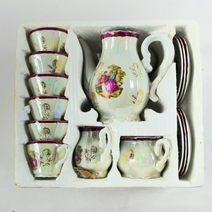 Quince piezas en porcelana para cafe escena romántica - imagen 2