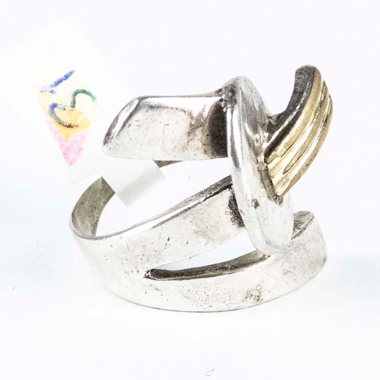 Anillo de plata y oro - Peso: 9,3gr - Medidas: 17.5mm - imagen 2