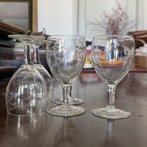 Set de 5 Copas de Cristal con Grabado de Ramas y Hojas - imagen 4