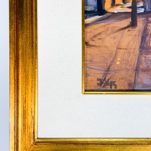 Cuadro al óleo sobre fibra: Venecia, puente y caseríos, firmado - imagen 3