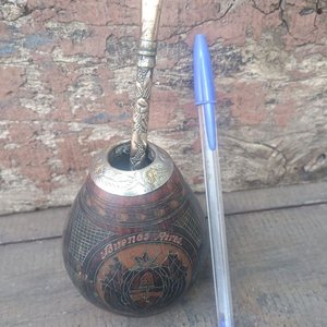 Antiguo Mate con Boquilla de Plata y Oro, Ideal Decoración - imagen 2