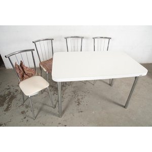 Mesa de Comedor Carraro con 6 Sillas Cromadas y Tapizado - imagen 2