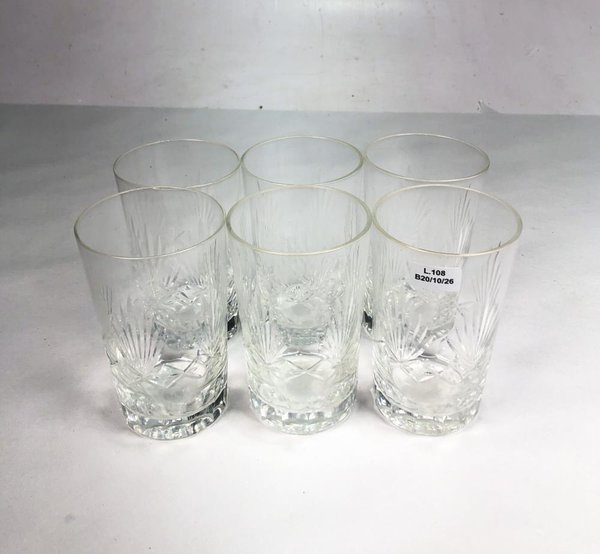 Seis Vasos Hialinos Tallados de 14 cm - imagen 1