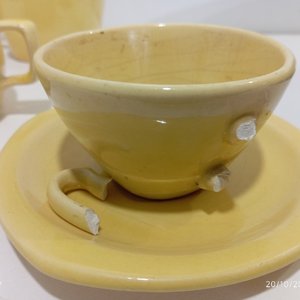 Juego de Té Amarillo y Ensaladera Marrón de Cerámica - imagen 9