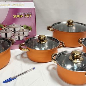 Juego de 5 Ollas de Acero Inoxidable con Tapas de Vidrio y Mangos Remachados - imagen 2