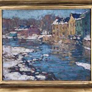 Oleo "Winter Sunlight" de John F. Folinsbee, firmado y enmarcado - imagen 3