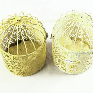 Par de Portavelas Decorativos Jaula Beige - imagen 2