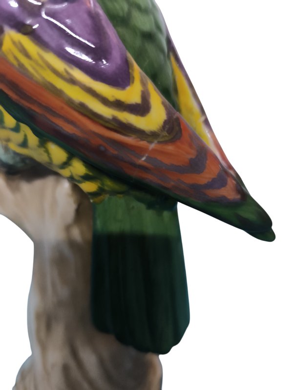 Figura de Loro en Porcelana D'Arte Agostinelli Pintada a Mano - imagen 3