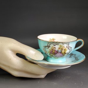 Par de Tazas de Té con Platillos en Porcelana Alemana Vintage - imagen 9