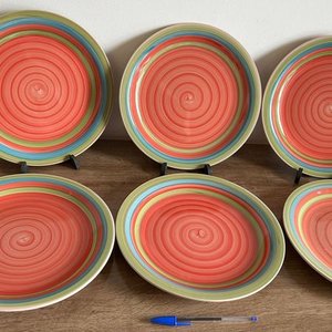 Set de 6 Platos Grandes de Cerámica con Diseño Espiral Multicolor - imagen 3