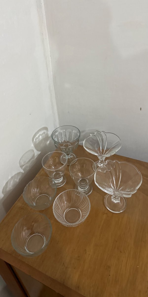 Set de 7 Compoteras y Platos para Helado de Vidrio