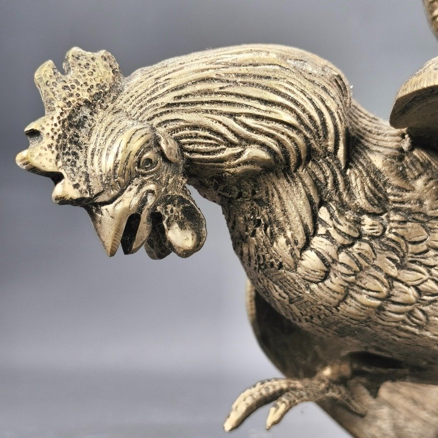 Estatuas de gallos de bronce plateado para decoración - imagen 11
