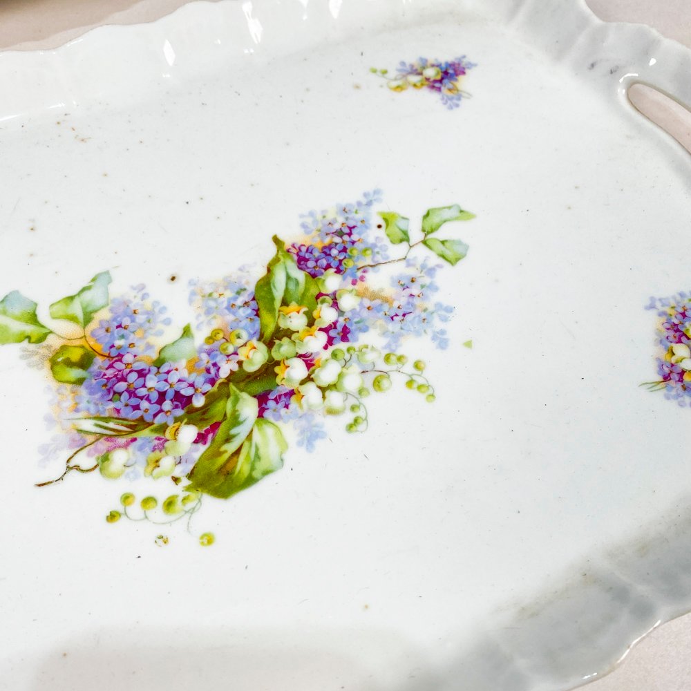 Fuente y plato decorativo floral - imagen 2