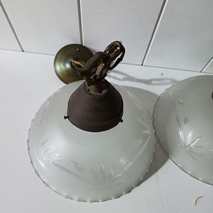 Par de Plafones Antiguos con Cadena y Detalle Grabado - imagen 6
