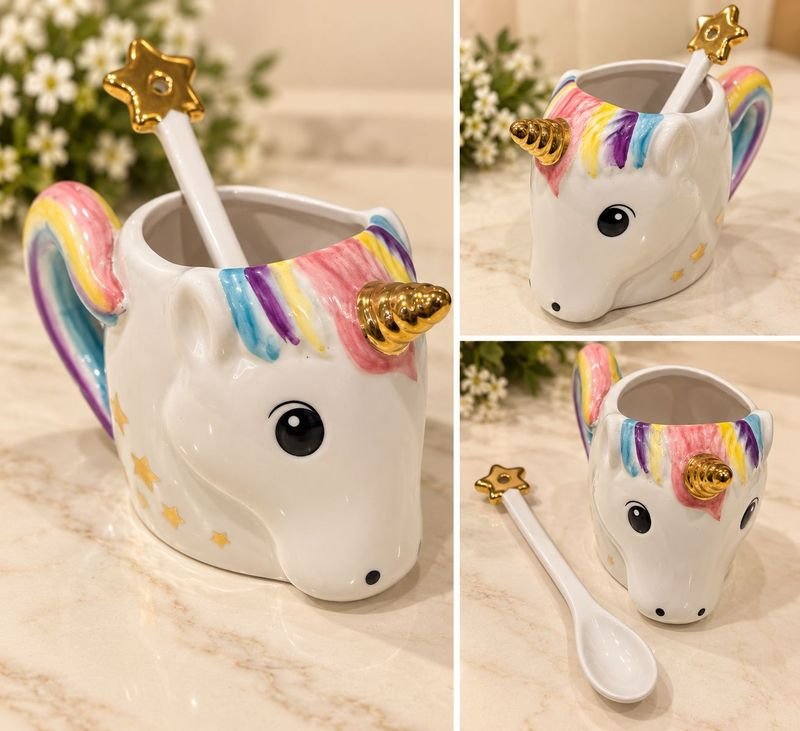 Taza de Unicornio con Cuchara Decorada