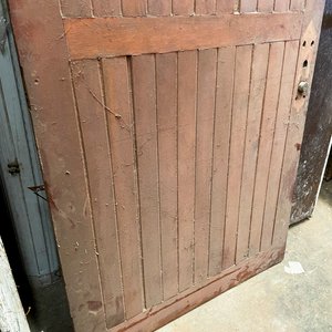 Hoja de Puerta Antigua de Madera Lambriz Oscura - imagen 4