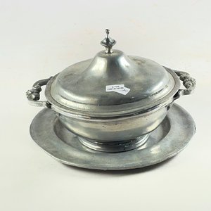 Centro de Peltre con Tapa y Bandeja Circular - 20 cm - imagen 1