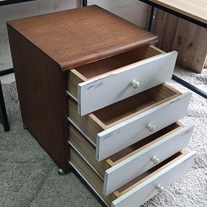 Cajonera Blanca de Oficina con 4 Cajones y Tapa de Madera - imagen 4