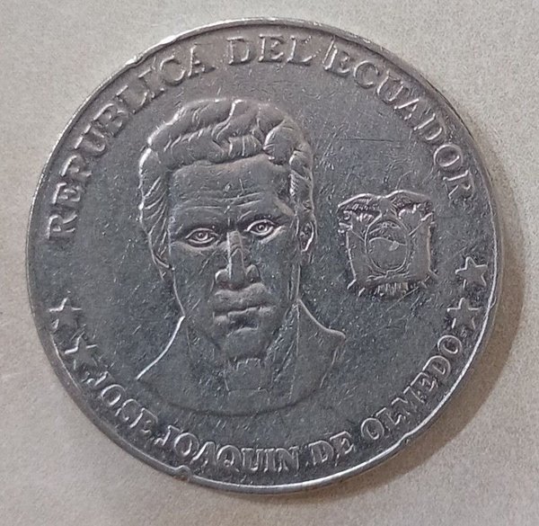 Moneda de 25 Centavos de ECUADOR con imagen de José Joaquín de Olmedo - imagen 1