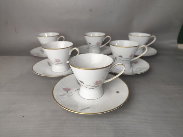 Juego de Café Rosenthal Porcelana Alemania 6 Personas Diseño Floral - imagen 1