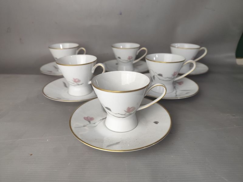 Juego de Café Rosenthal Porcelana Alemania 6 Personas Diseño Floral
