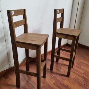 Banquetas Altas de Madera con Respaldo (Set de 2) - imagen 3