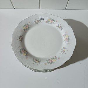 Lote de 10 Platos Llanos con Borde Dorado y Diseño Floral - imagen 3