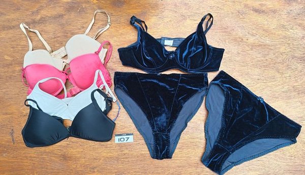 Conjunto Íntimo Femenino: Corpiños y Bombachas de Terciopelo Azul y Otros Colores