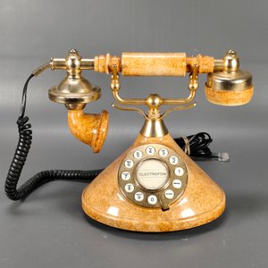 Teléfono Antiguo Electrofon Estilo Vintage Dorado y Marrón - imagen 2
