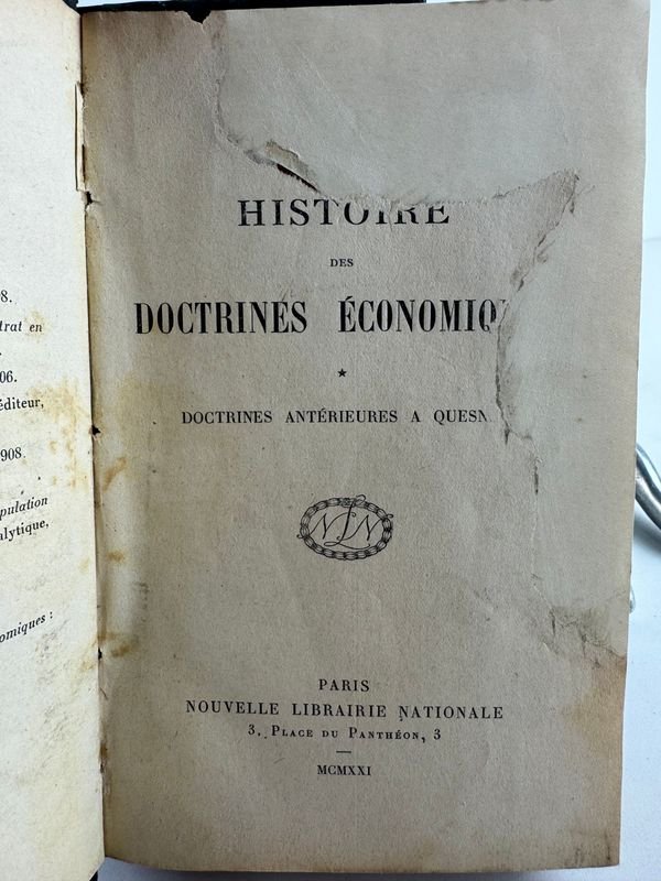Dos Tomos de Historia de las Doctrinas Económicas, Edición de Nouvelle Librairie Nationale, Paris 1921 - imagen 3