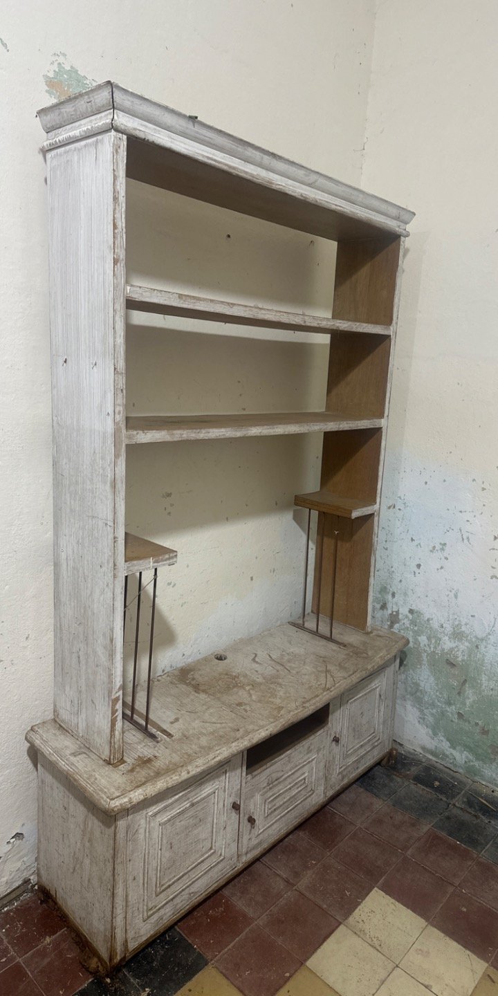 Mueble Estantería de Madera Blanco Rústico