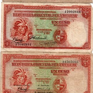 4 Billetes de 1 Peso Uruguayo - Estado Regular - imagen 1