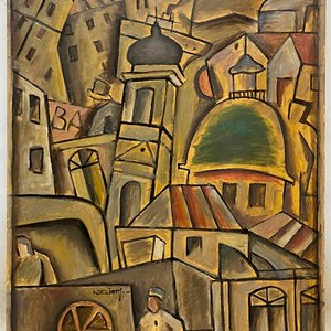 Walter Deliotti "Composición de Palermo" Óleo sobre Tela 73 x 60 cm - imagen 2