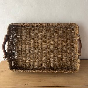 Bandeja Rectangular de Mimbre con Asas de Madera - imagen 2