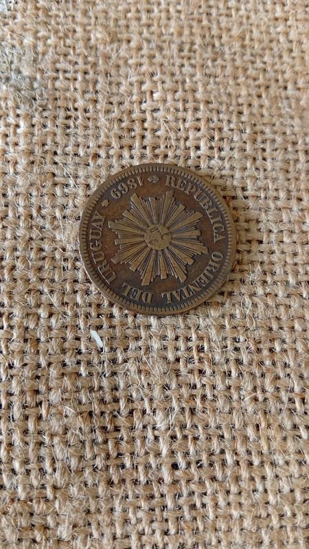 Moneda de 2 Centésimos de la República Oriental del Uruguay, Año 1869